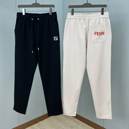 Fen*di FF 2025 Spring/Summer Men's New Design Embroidered Logo Knitted Casual Pants