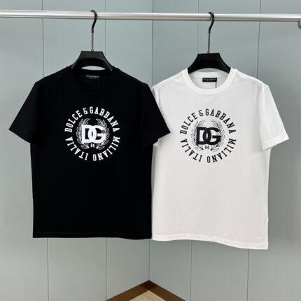 Dol*ce&Gabb*ana Spring/Summer 2025 New Product - Short Sleeve T-shirt with Letter Print Embroidery