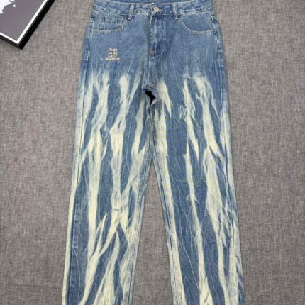 Given*chy 2025 Spring/Summer New Style Heavy Washed Water-Resistant Stretch High-Waisted Wide-Fitting Loose Fit Denim Pants for Men
