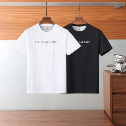 Bru**llo newcomers recommend it for sale in 2025! Business casual printed round-neck short-sleeved T-shirt