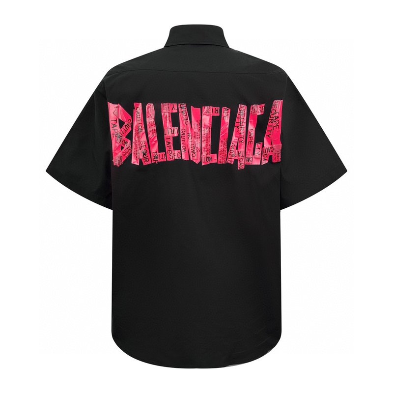 Balenciag*a 2025 summer new style of short-sleeved shirt for both men and women, featuring a decorative band design.