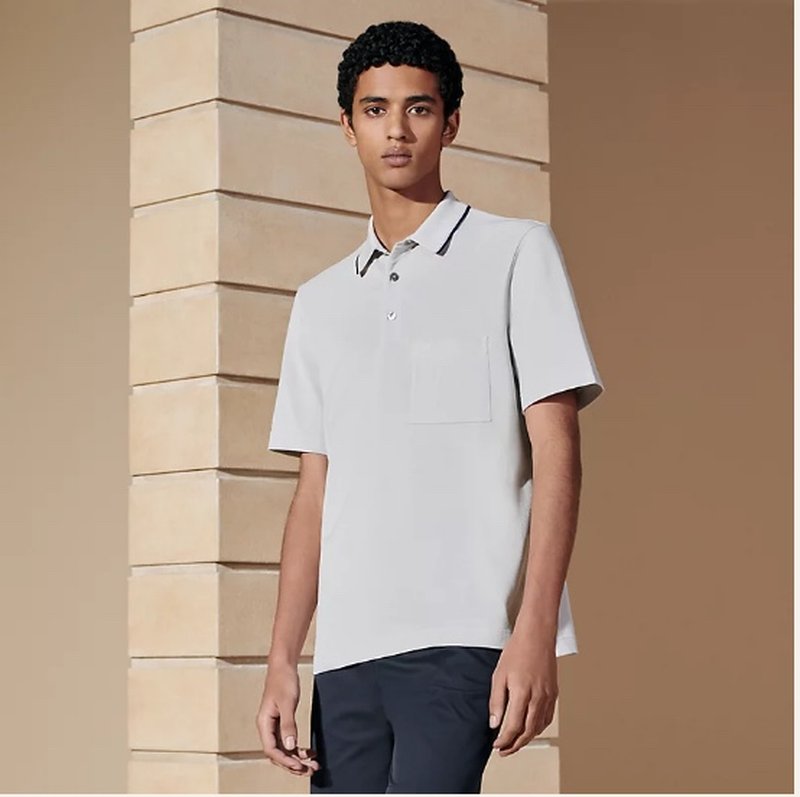 Hermès Summer Pocket Embroidered Short-Sleeved Polo Shirt Luxury T-Shirt for Men